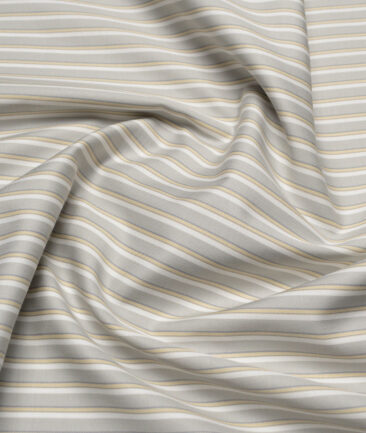Soktas  Giza Cotton Striped Shirting Fabric (Grey)