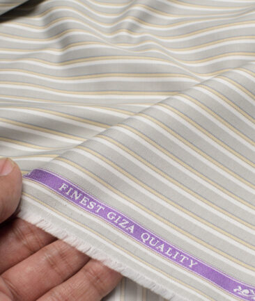 Soktas  Giza Cotton Striped Shirting Fabric (Grey)