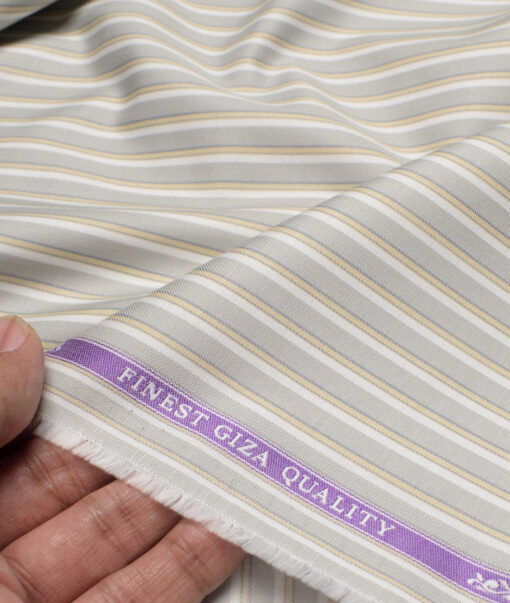 Soktas  Giza Cotton Striped Shirting Fabric (Grey)
