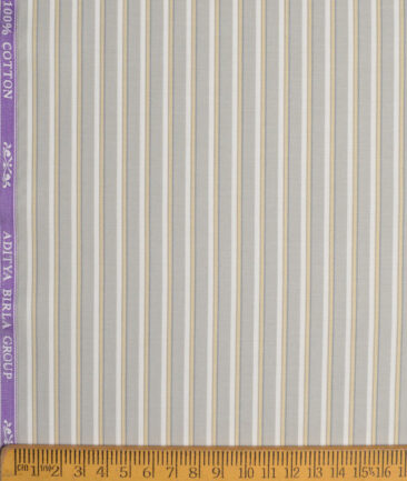 Soktas  Giza Cotton Striped Shirting Fabric (Grey)