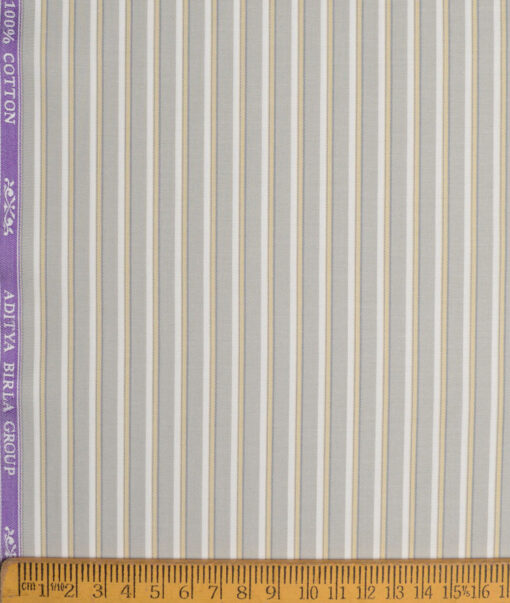 Soktas  Giza Cotton Striped Shirting Fabric (Grey)