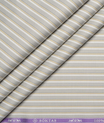 Soktas  Giza Cotton Striped Shirting Fabric (Grey)