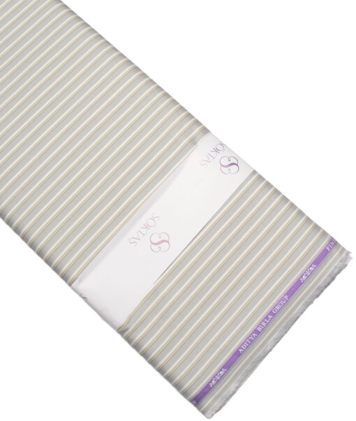 Soktas  Giza Cotton Striped Shirting Fabric (Grey)