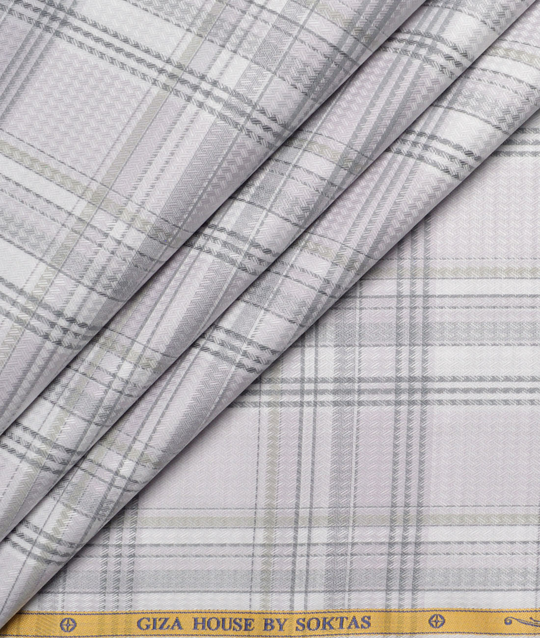 Soktas Giza Cotton Checks Shirting Fabric (White & Grey) Soktas Giza Cotton Checks Shirting Fabric (White & Grey)