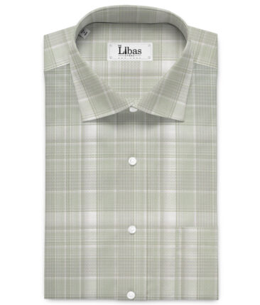 Soktas  Giza Cotton Checks Shirting Fabric (Olive Green)