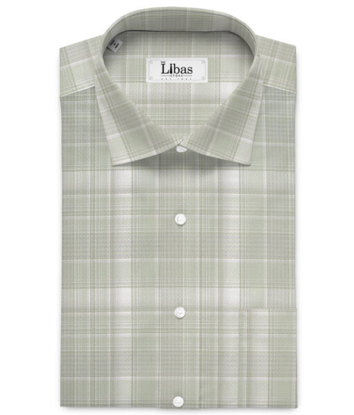 Soktas  Giza Cotton Checks Shirting Fabric (Olive Green)
