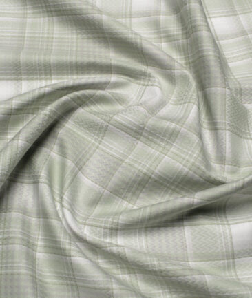 Soktas  Giza Cotton Checks Shirting Fabric (Olive Green)