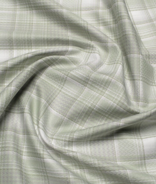 Soktas  Giza Cotton Checks Shirting Fabric (Olive Green)