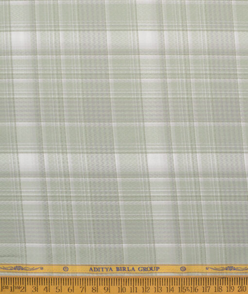 Soktas  Giza Cotton Checks Shirting Fabric (Olive Green)