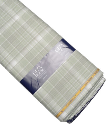 Soktas  Giza Cotton Checks Shirting Fabric (Olive Green)