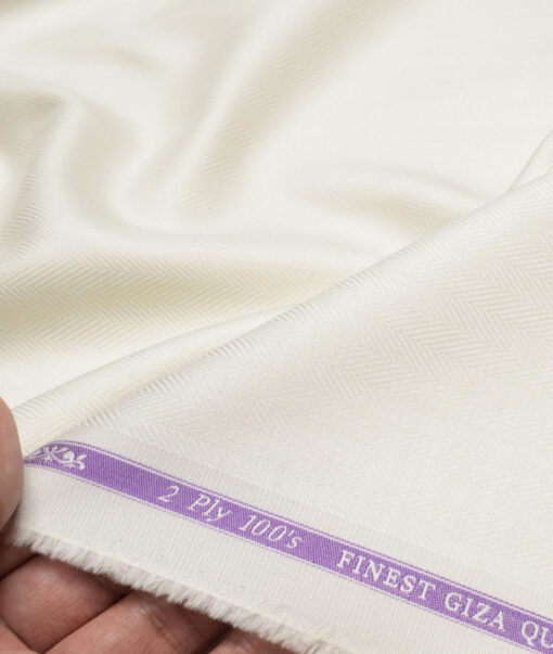 Soktas 2 Ply 100's Giza Cotton Striped Shirting Fabric (Cream)