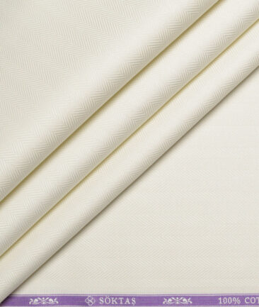 Soktas 2 Ply 100's Giza Cotton Striped Shirting Fabric (Cream)