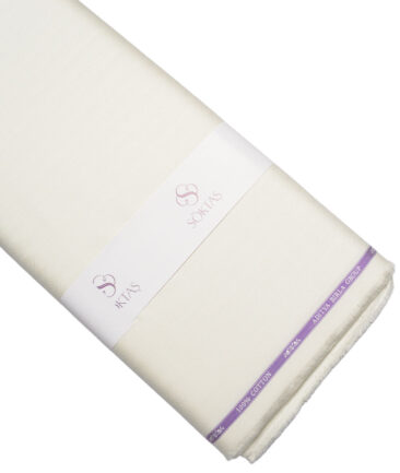 Soktas 2 Ply 100's Giza Cotton Striped Shirting Fabric (Cream)
