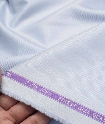 Soktas 2 Ply 100's Giza Cotton Striped Shirting Fabric (Sky Blue)