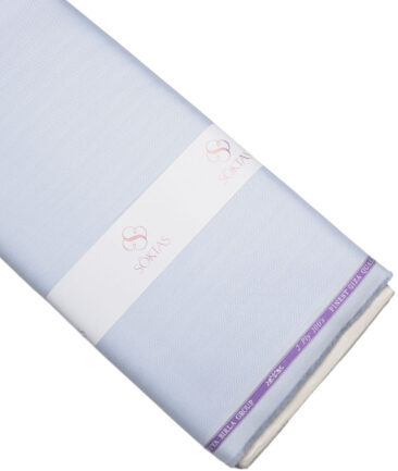 Soktas 2 Ply 100's Giza Cotton Striped Shirting Fabric (Sky Blue)