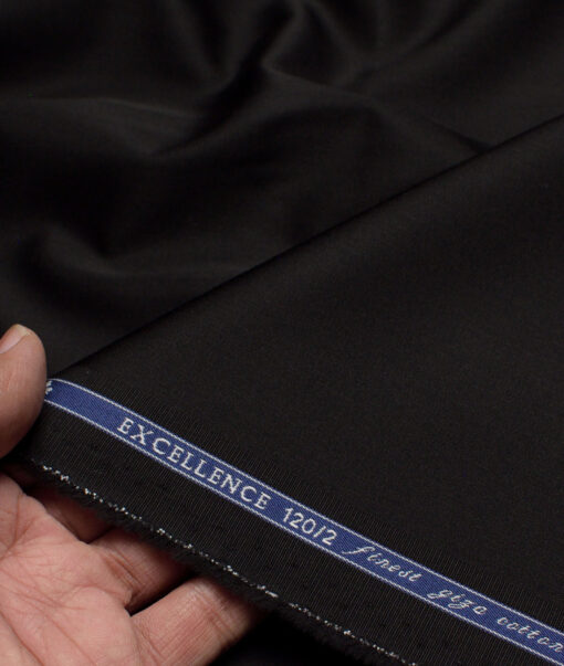 Soktas 2 Ply 120's Giza Cotton Solids Shirting Fabric (Black)