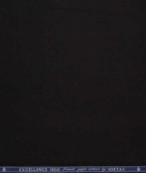 Soktas 2 Ply 120's Giza Cotton Solids Shirting Fabric (Black)