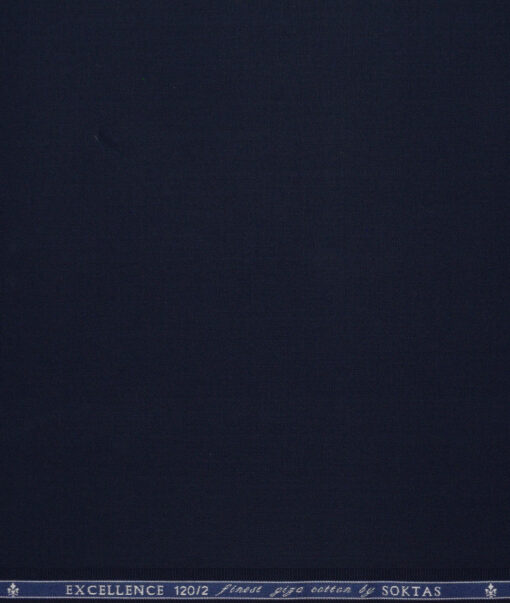 Soktas 2 Ply 120's Giza Cotton Solids Shirting Fabric (Dark Blue)