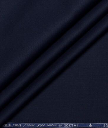 Soktas 2 Ply 120's Giza Cotton Solids Shirting Fabric (Dark Blue)