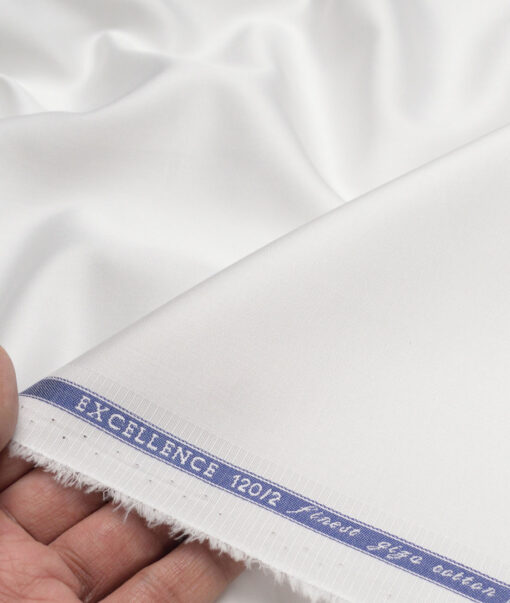 Soktas 2 Ply 120's Giza Cotton Solids Shirting Fabric (White)