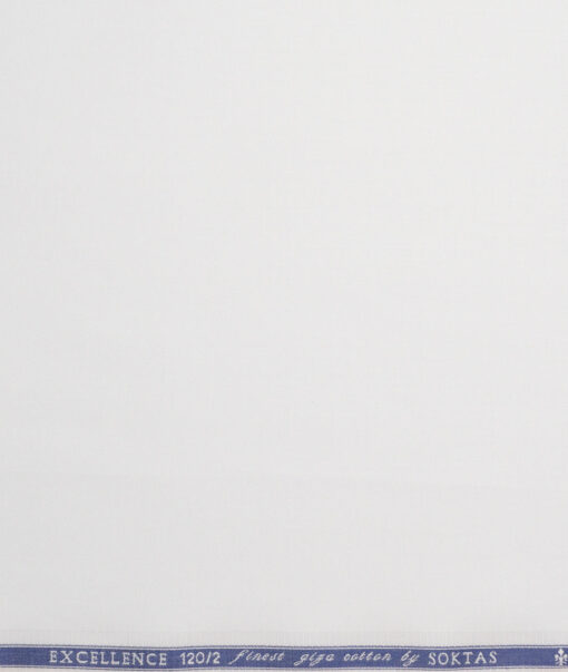 Soktas 2 Ply 120's Giza Cotton Solids Shirting Fabric (White)