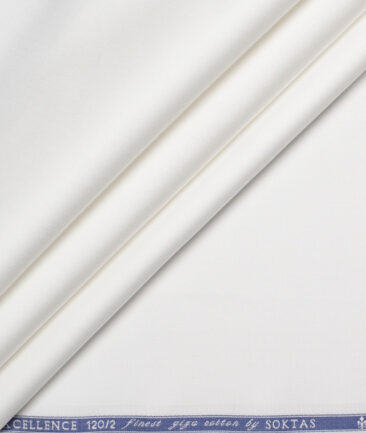 Soktas 2 Ply 120's Giza Cotton Solids Shirting Fabric (White)