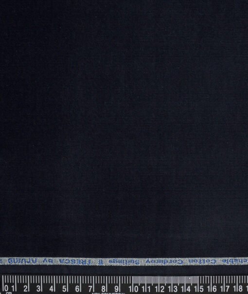 Arvind Tresca  Corduroy Cotton 26 Wales Stretchable Suiting Fabric (Dark Blue)