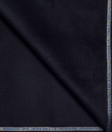 Arvind Tresca  Corduroy Cotton 18 Wales Stretchable Suiting Fabric (Dark Blue)