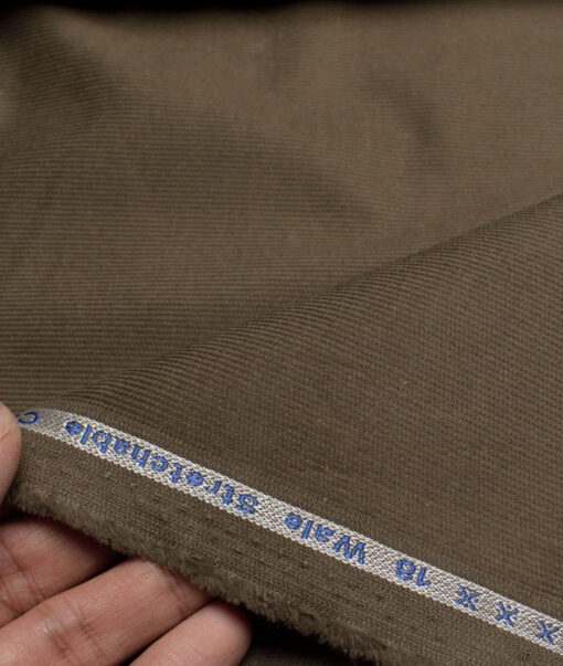 Arvind Tresca  Corduroy Cotton 18 Wales Stretchable Suiting Fabric (Dark Green)