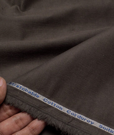 Arvind Tresca  Corduroy Cotton 18 Wales Stretchable Suiting Fabric (Greenish Grey)