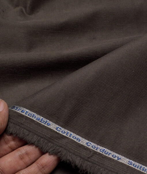 Arvind Tresca  Corduroy Cotton 18 Wales Stretchable Suiting Fabric (Greenish Grey)