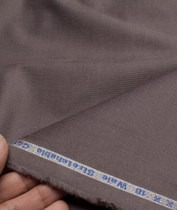Arvind Tresca  Corduroy Cotton 18 Wales Stretchable Suiting Fabric (Light Grey)