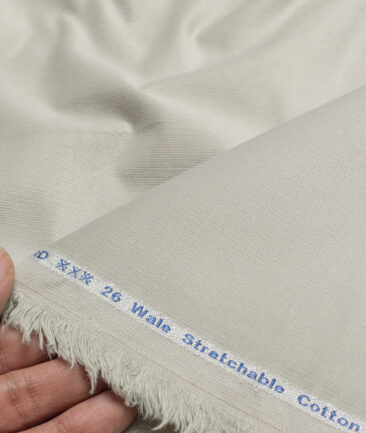 Arvind Tresca  Corduroy Cotton 26 Wales Stretchable Suiting Fabric (Light Pistachios Grey)