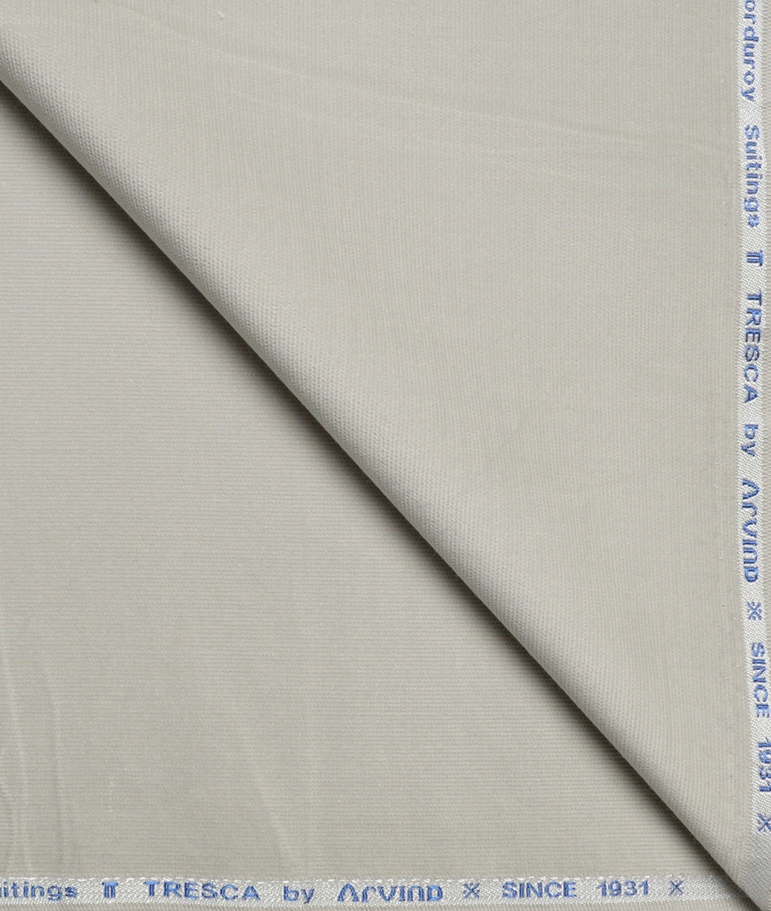 Arvind Tresca Corduroy Cotton 26 Wales Stretchable Suiting Fabric (Light Pistachios Grey) Arvind Tresca Corduroy Cotton 26 Wales Stretchable Suiting Fabric (Light Pistachios Grey)