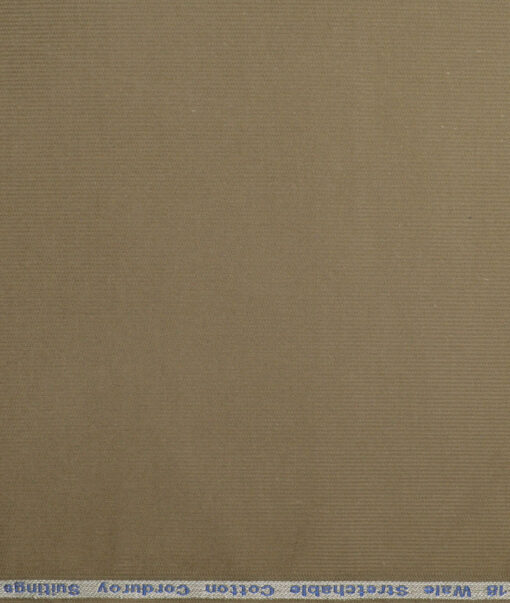 Arvind Tresca  Corduroy Cotton 18 Wales Stretchable Suiting Fabric (Muesli Green)