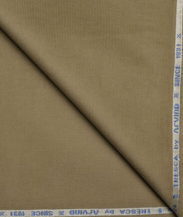 Arvind Tresca  Corduroy Cotton 18 Wales Stretchable Suiting Fabric (Muesli Green)