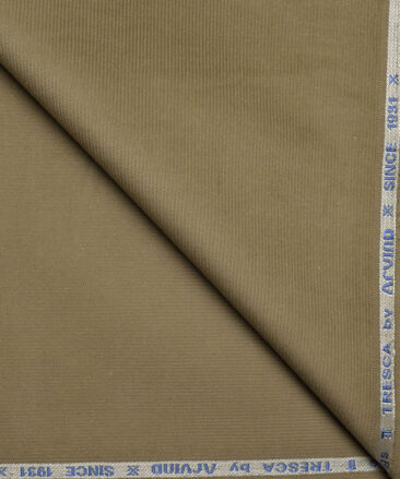 Arvind Tresca  Corduroy Cotton 18 Wales Stretchable Suiting Fabric (Muesli Green)
