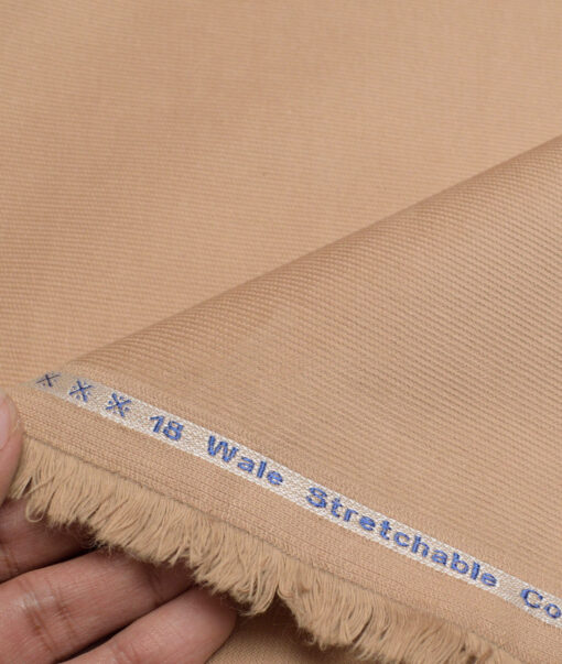Arvind Tresca  Corduroy Cotton 18 Wales Stretchable Suiting Fabric (Sand Beige)