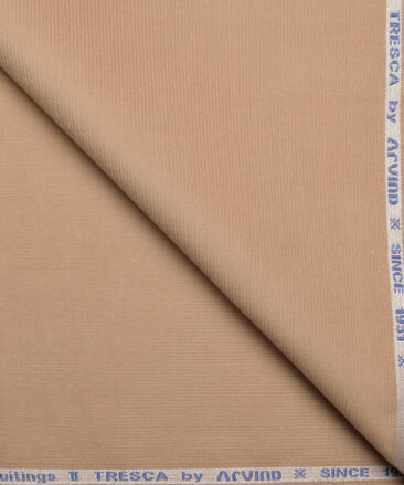 Arvind Tresca  Corduroy Cotton 18 Wales Stretchable Suiting Fabric (Sand Beige)