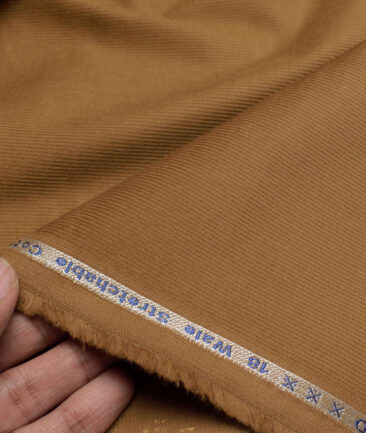 Arvind Tresca  Corduroy Cotton 18 Wales Stretchable Suiting Fabric (Tiger Orange)