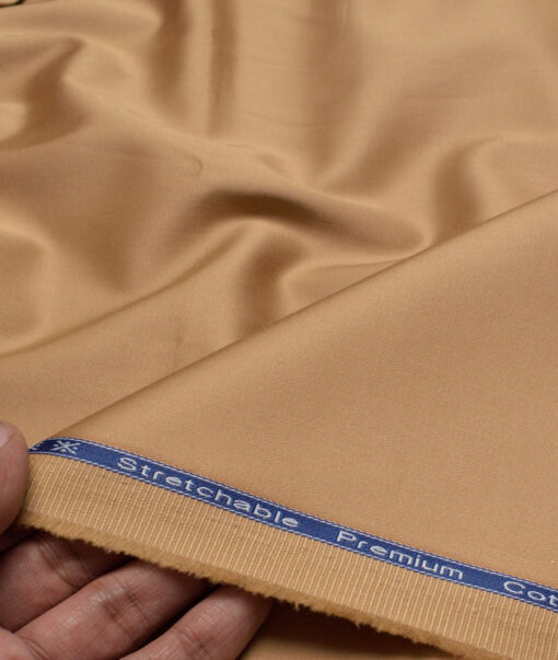 Arvind  Solids Premium Cotton Stretchable Trouser or Chinos Fabric (Sand Brown)
