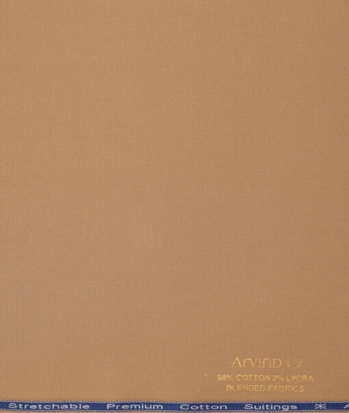 Arvind  Solids Premium Cotton Stretchable Trouser or Chinos Fabric (Sand Brown)