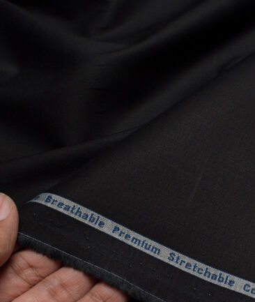 Arvind Tresca  Solids Wrinkle Resistant Premium Cotton Stretchable Trouser or Chinos Fabric (Black)