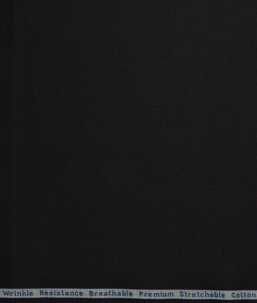Arvind Tresca  Solids Wrinkle Resistant Premium Cotton Stretchable Trouser or Chinos Fabric (Black)