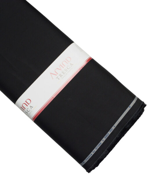 Arvind Tresca  Solids Wrinkle Resistant Premium Cotton Stretchable Trouser or Chinos Fabric (Black)