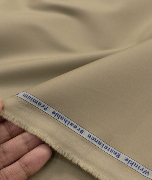 Arvind Tresca  Solids Wrinkle Resistant Premium Cotton Stretchable Trouser or Chinos Fabric (Brown) - Image 2