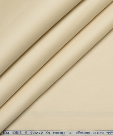 Arvind Tresca  Solids Wrinkle Resistant Premium Cotton Stretchable Trouser or Chinos Fabric (Cream)