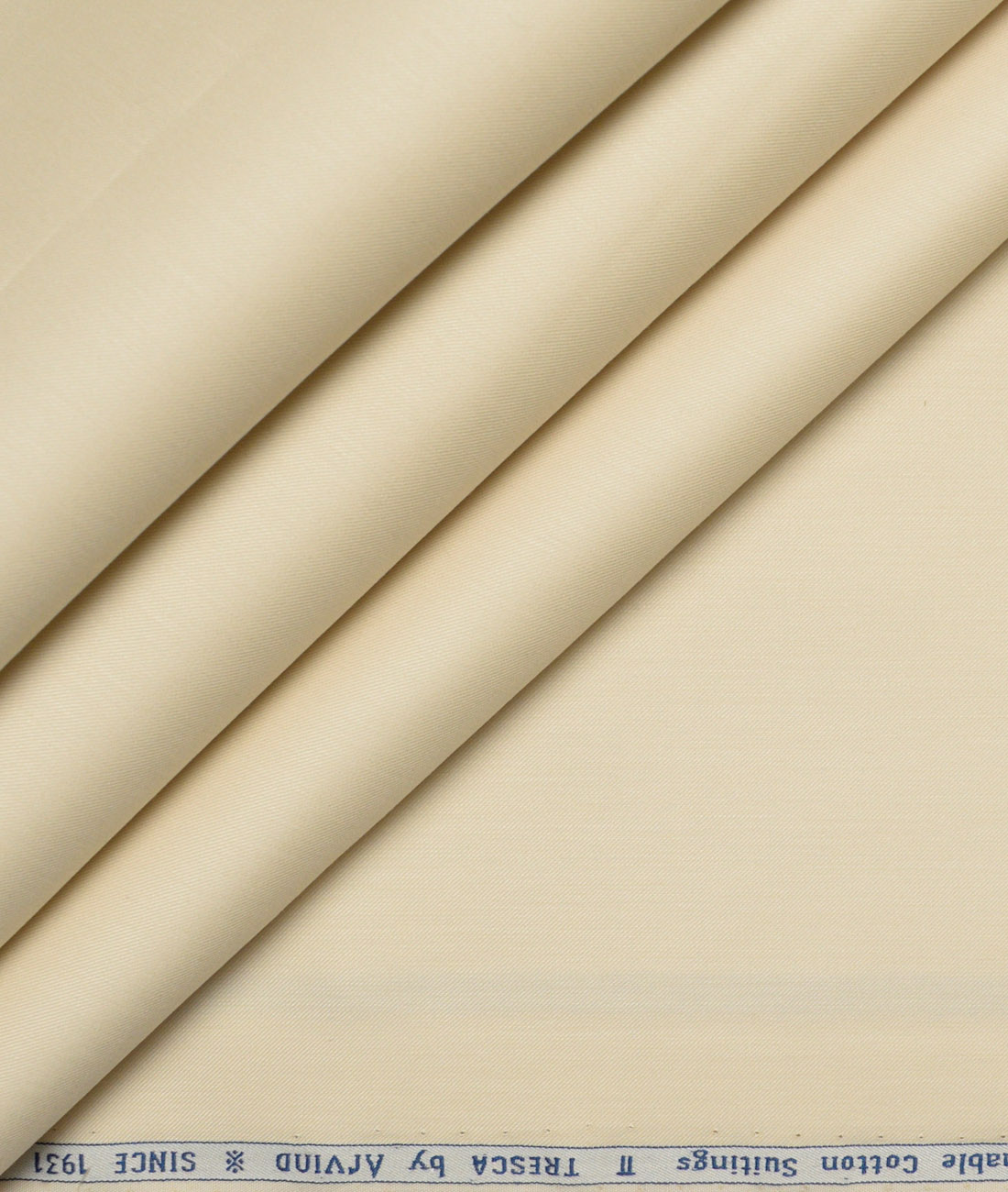 Arvind Tresca Solids Wrinkle Resistant Premium Cotton Stretchable Trouser or Chinos Fabric (Cream) Arvind Tresca Solids Wrinkle Resistant Premium Cotton Stretchable Trouser or Chinos Fabric (Cream)