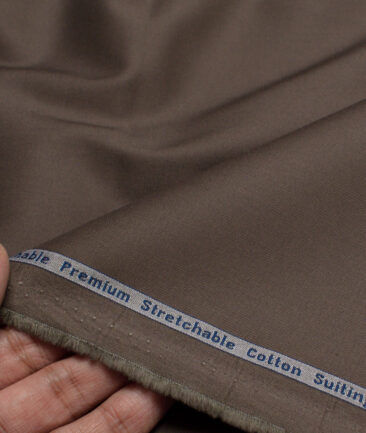 Arvind Tresca  Solids Wrinkle Resistant Premium Cotton Stretchable Trouser or Chinos Fabric (Dark Brown)