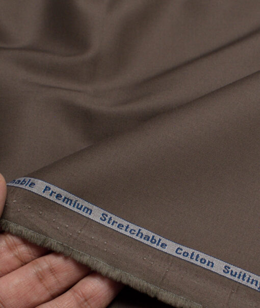Arvind Tresca  Solids Wrinkle Resistant Premium Cotton Stretchable Trouser or Chinos Fabric (Dark Brown)